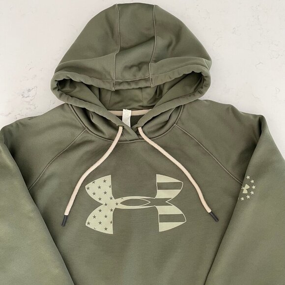 Under Armour Storm 1 Hooded Fleece Lined Sweatshirt Kangaroo Pouch Green Sz S - Picture 2 of 11